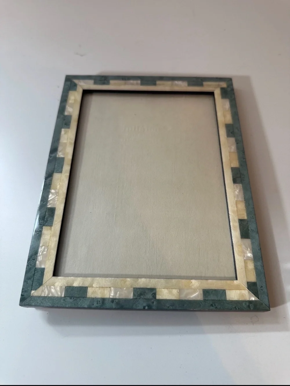 Natalini Made in Italy 5x7 Picture Frame Green Mother of Pearl Mosaic Tabletop